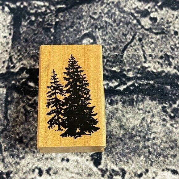 Inkadinkado Pine Tree Wood Stamp for Arts and Crafts, 2.5'' W x 1.5'' L - Picture 1 of 7